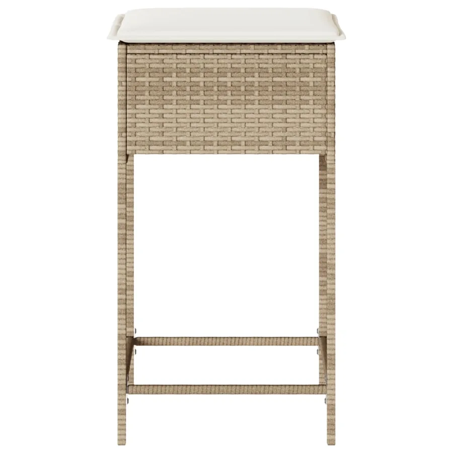 Tabourets de bar jardin avec coussins lot de 2 beige poly rotin - 5