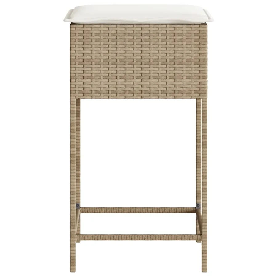 Tabourets de bar jardin avec coussins lot de 2 beige poly rotin - 6