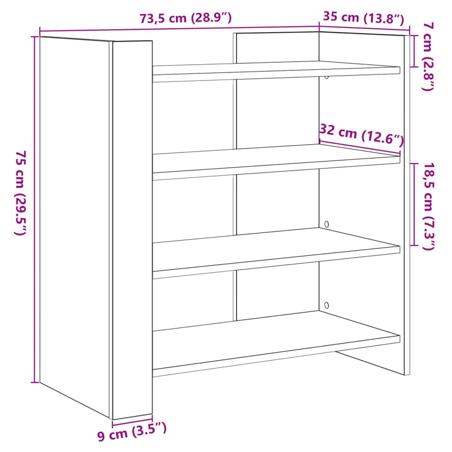 Buffet sonoma gris 73,5x35x75 cm bois d'ingénierie - 10