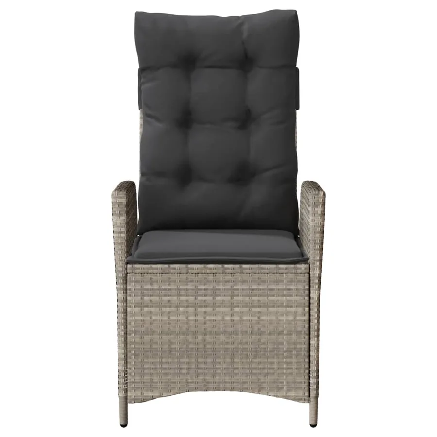 Chaise inclinable de jardin coussins gris clair résine tressée - 4