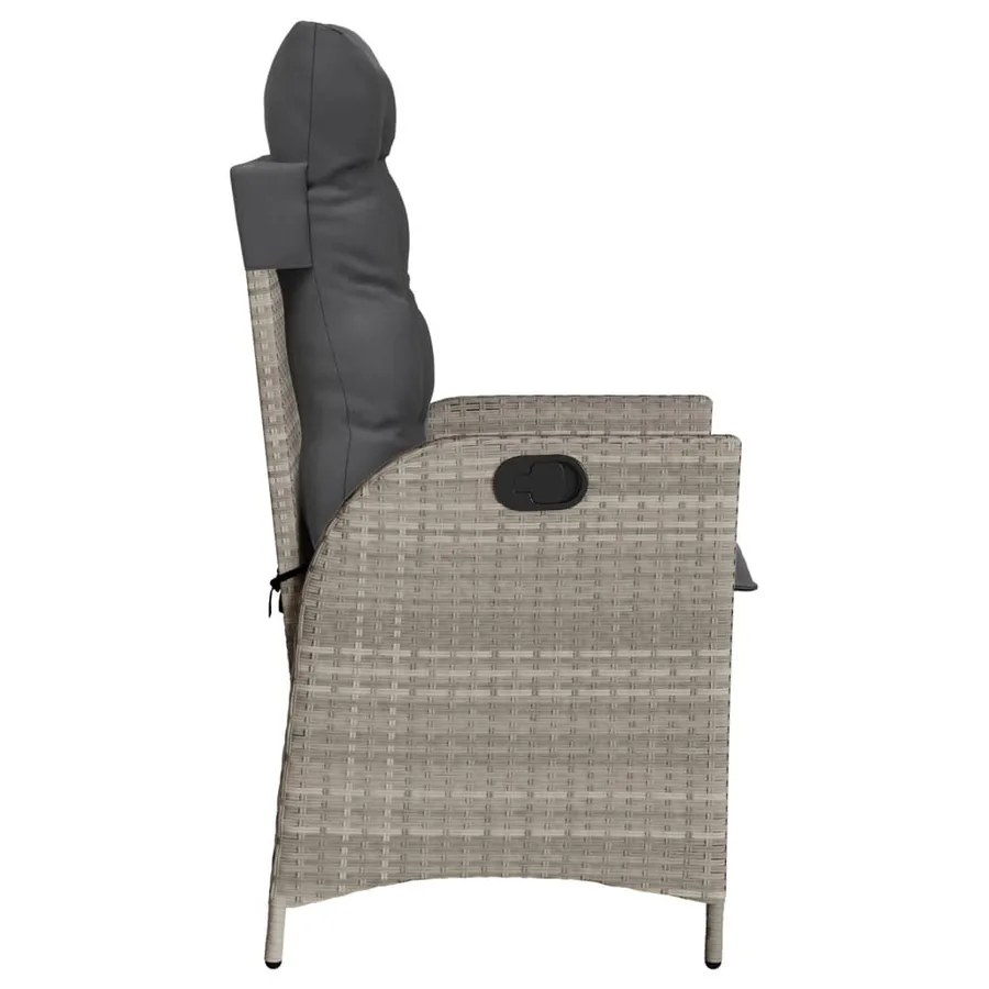 Chaise inclinable de jardin coussins gris clair résine tressée - 5