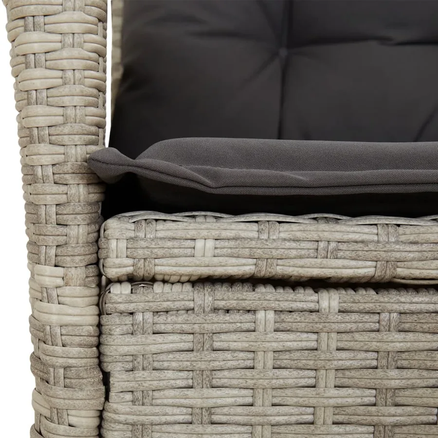 Chaise inclinable de jardin coussins gris clair résine tressée - 9