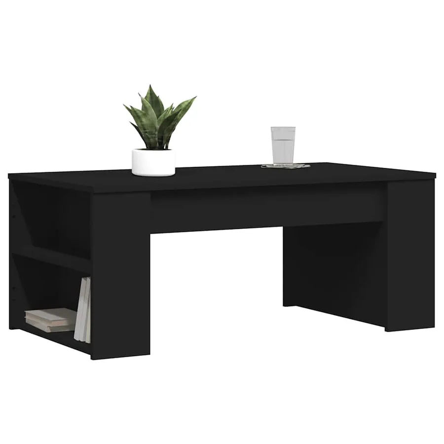 Table basse noir 102x55x42 cm bois d'ingénierie - 3
