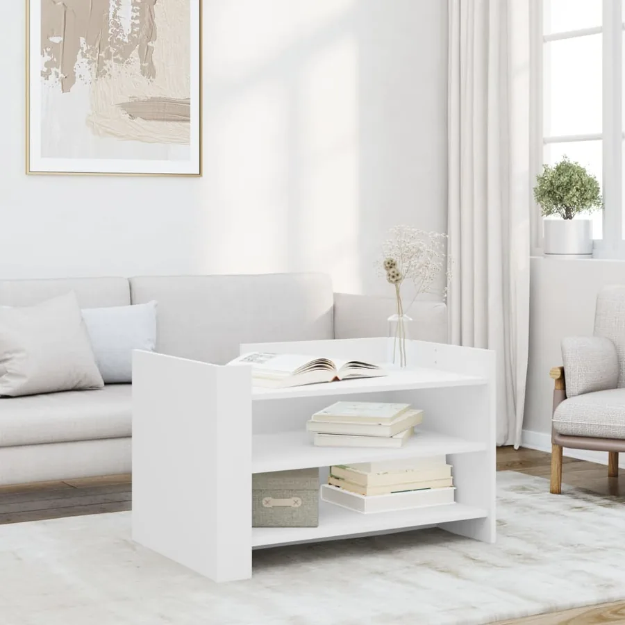 Table basse blanc 80x50x50 cm bois d'ingénierie