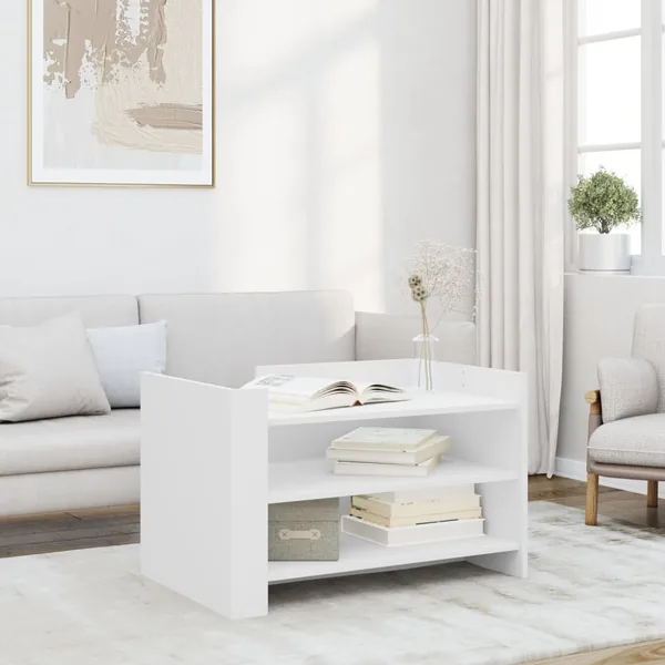 Table basse blanc 80x50x50 cm bois d'ingénierie