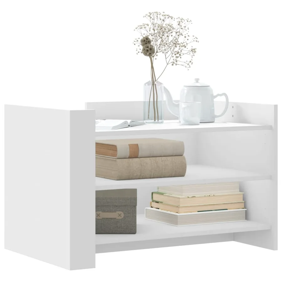 Table basse blanc 80x50x50 cm bois d'ingénierie - 3