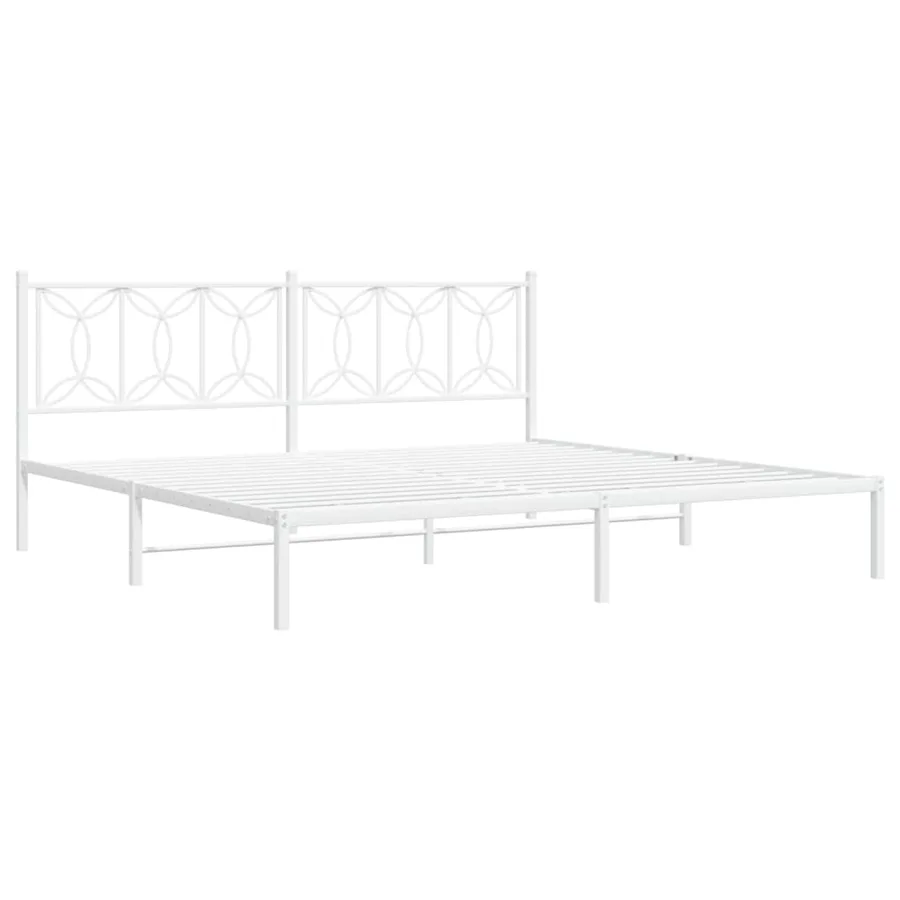Cadre de lit métal sans matelas et tête de lit blanc 200x200 cm - 3
