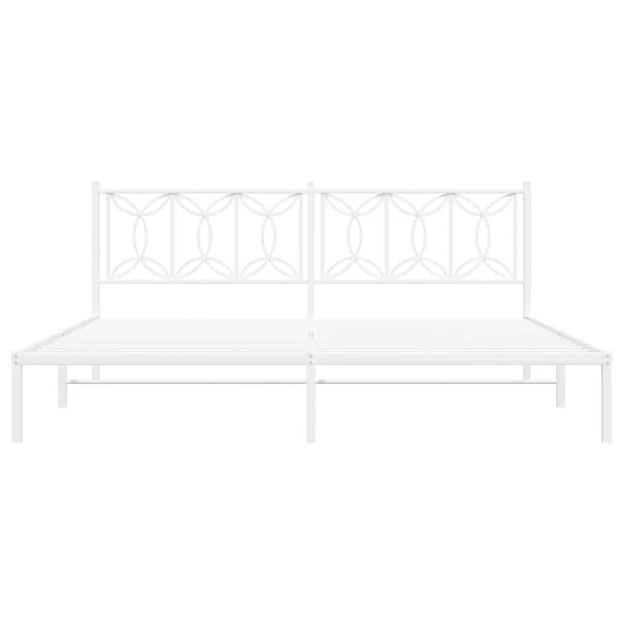 Cadre de lit métal sans matelas et tête de lit blanc 200x200 cm - 4