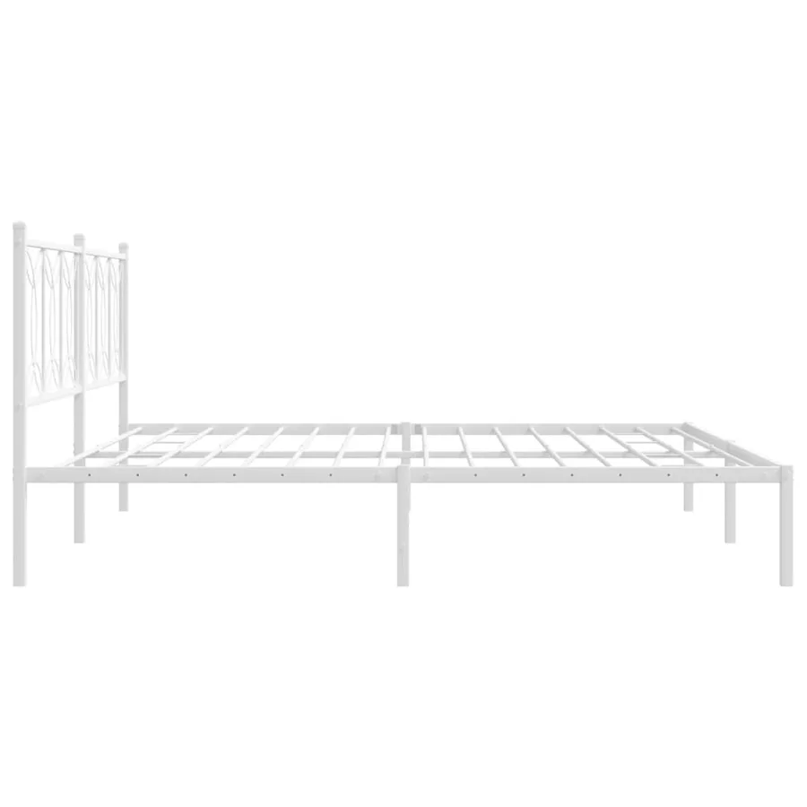 Cadre de lit métal sans matelas et tête de lit blanc 200x200 cm - 5
