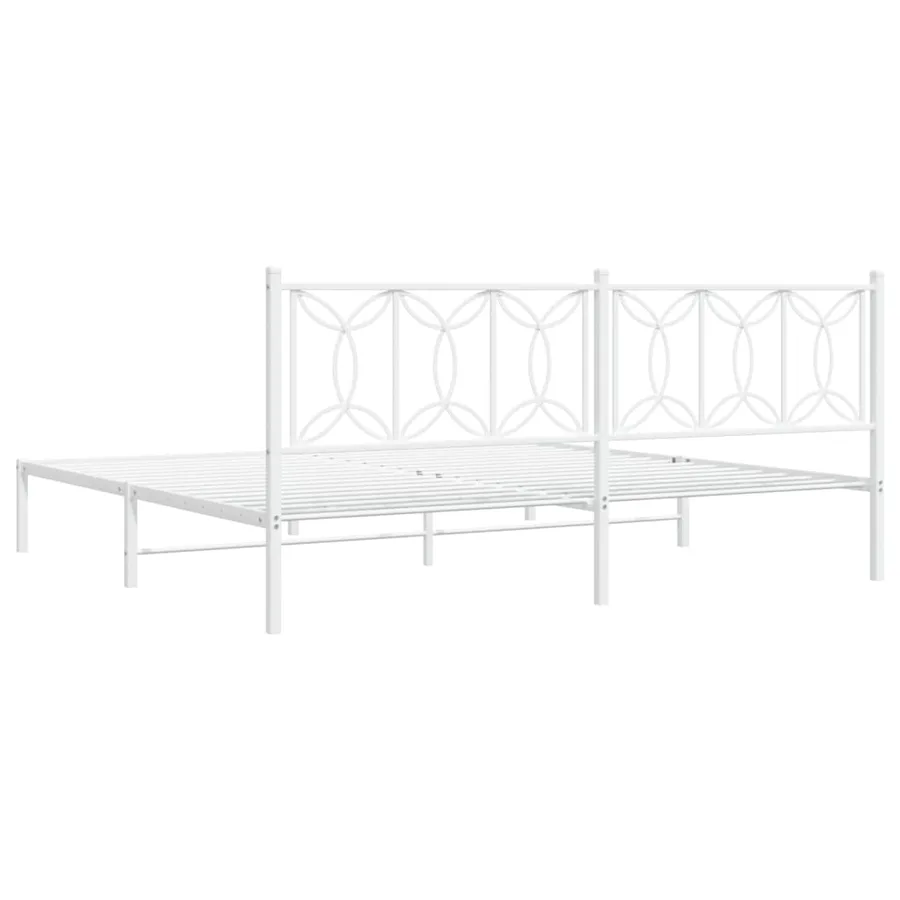 Cadre de lit métal sans matelas et tête de lit blanc 200x200 cm - 6