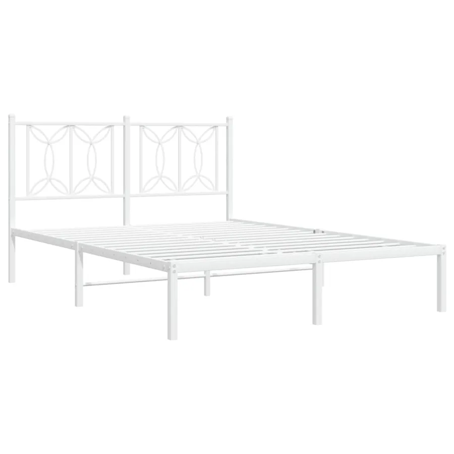 Cadre de lit métal sans matelas et tête de lit blanc 140x200 cm - 3
