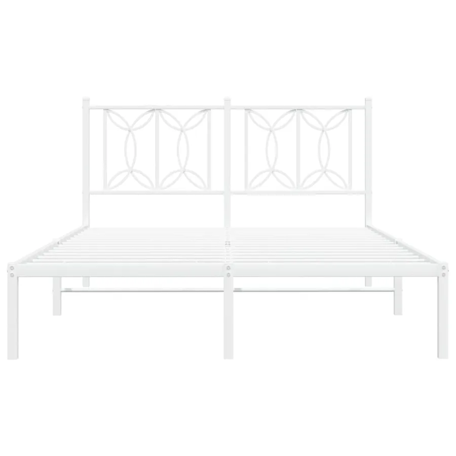 Cadre de lit métal sans matelas et tête de lit blanc 140x200 cm - 4