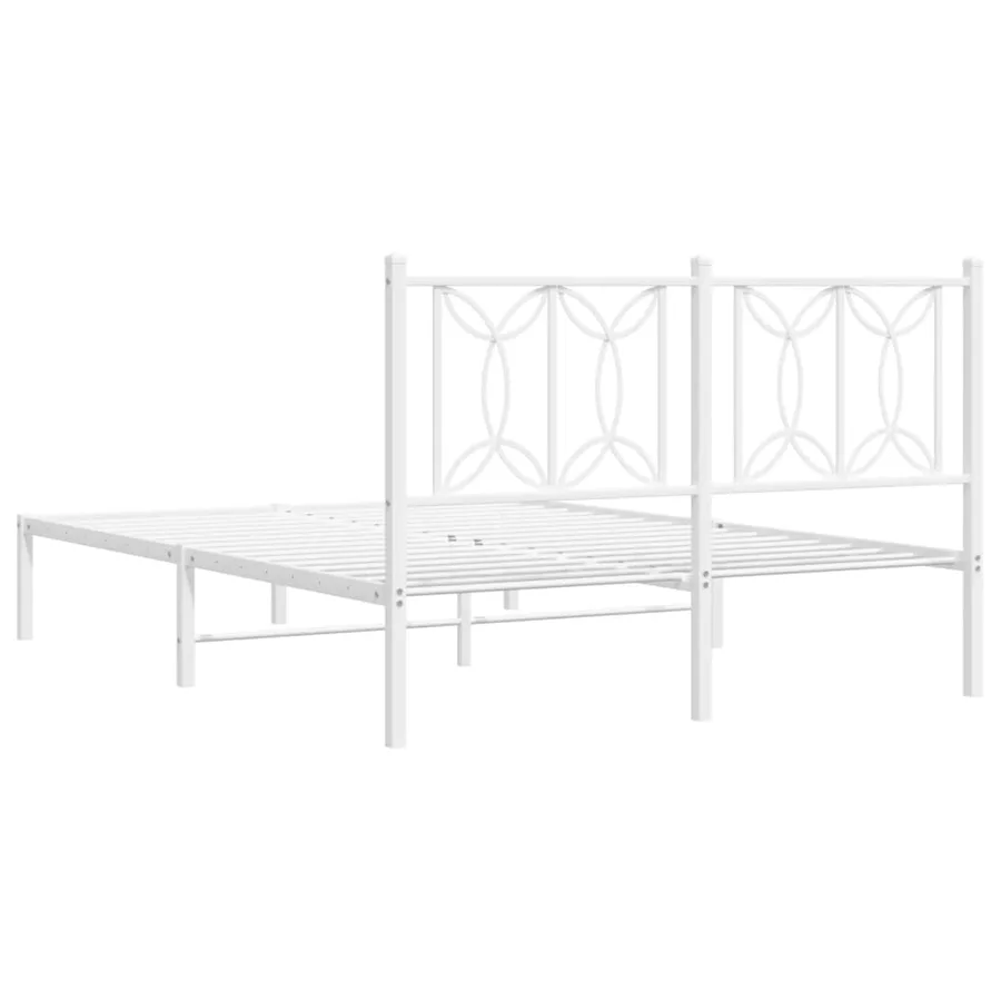 Cadre de lit métal sans matelas et tête de lit blanc 140x200 cm - 6