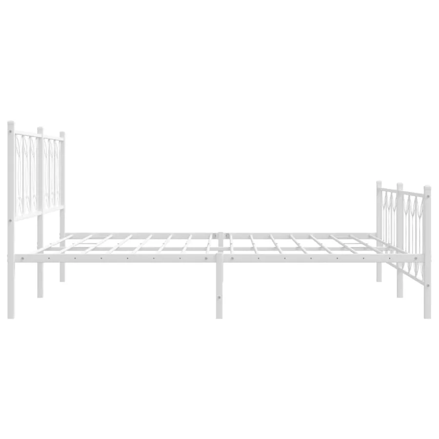 Cadre de lit métal sans matelas et pied de lit blanc 180x200 cm - 5