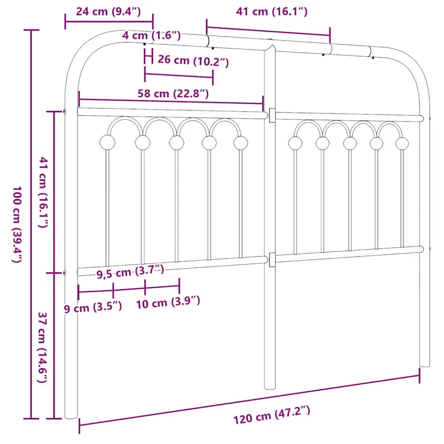 Tête de lit de remplacement métal blanc 120 cm - 6