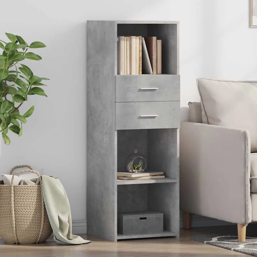 Buffet haut gris béton 40x42,5x124 cm bois d'ingénierie