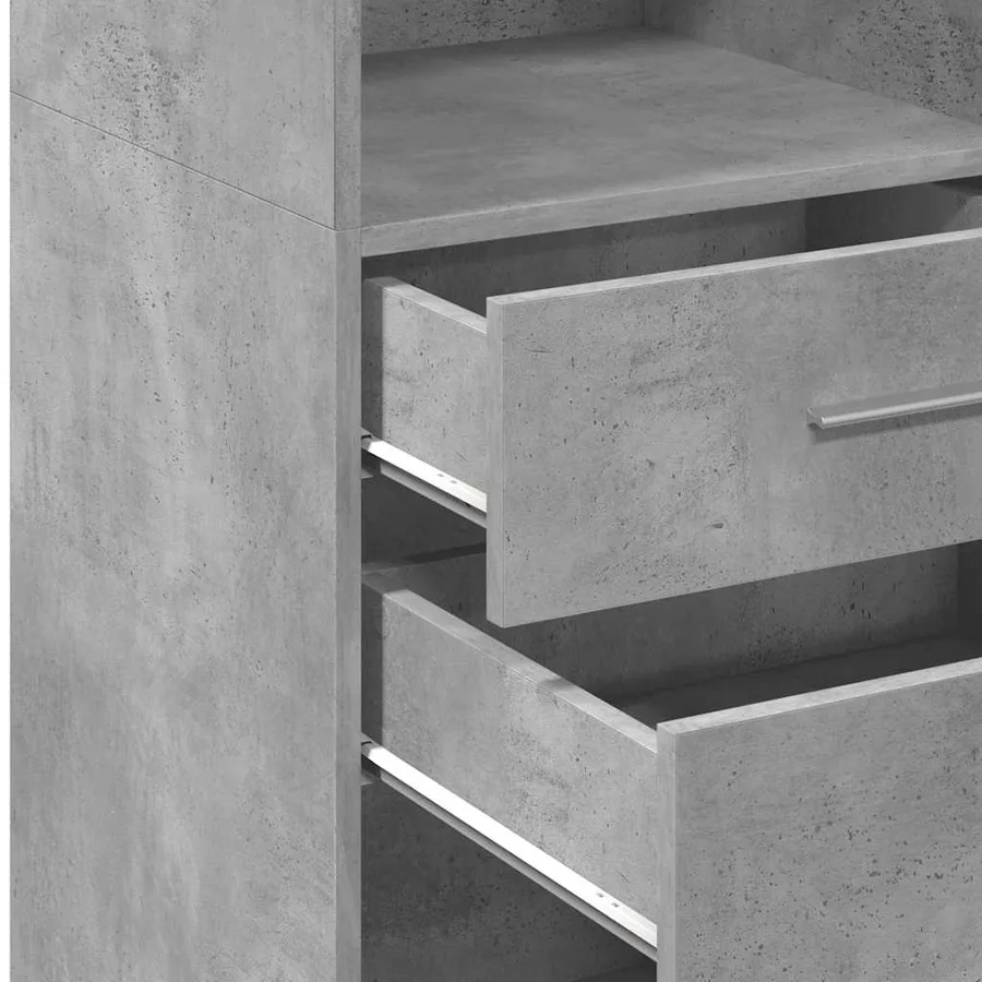 Buffet haut gris béton 40x42,5x124 cm bois d'ingénierie - 8