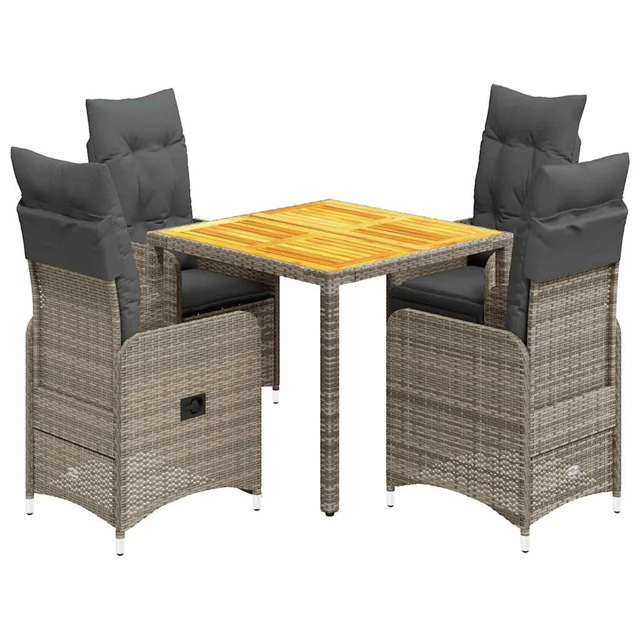 Ensemble de bistro de jardin 5 pcs coussins gris poly rotin - 2