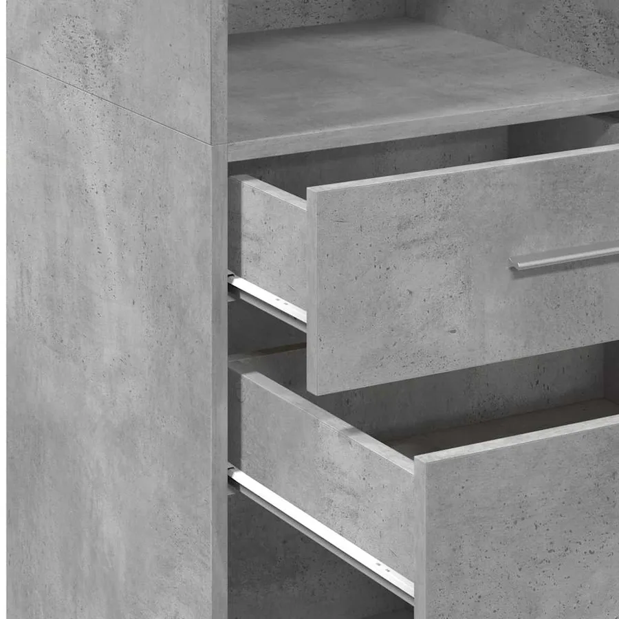 Buffet haut gris béton 30x42,5x124 cm bois d'ingénierie - 8