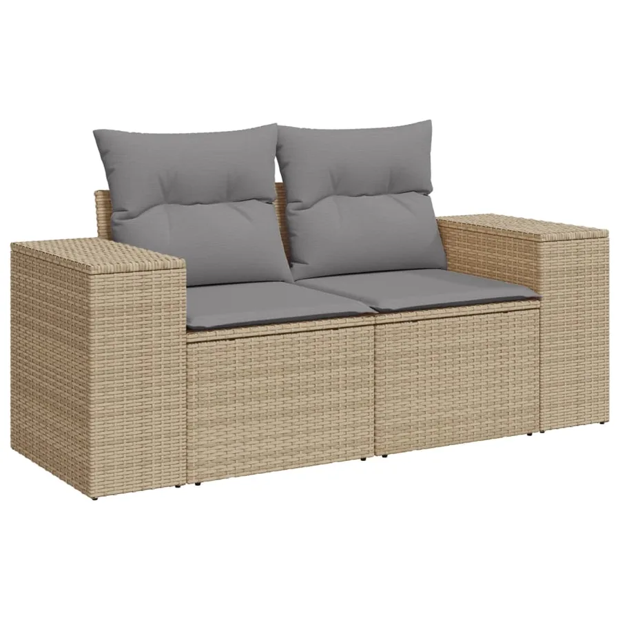 Salon de jardin avec coussins 10 pcs beige résine tressée - 6