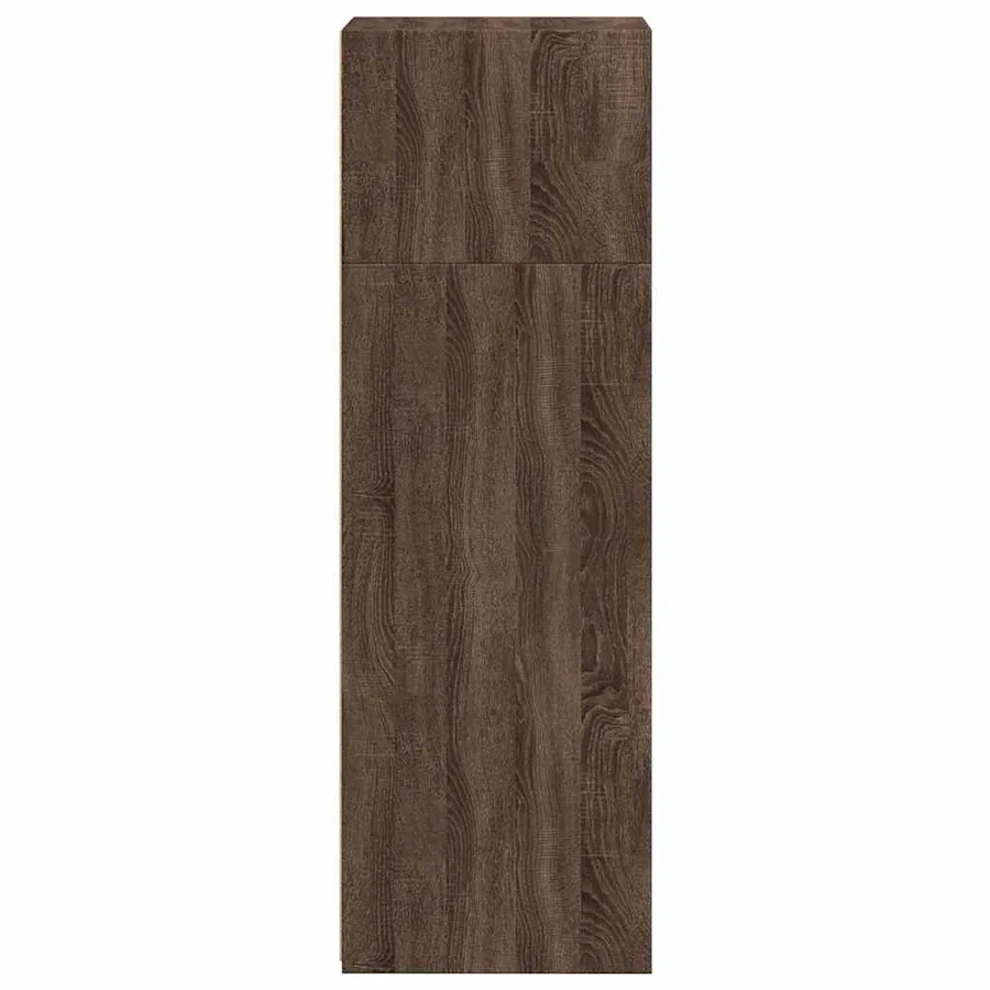 Buffet haut chêne marron 40x41x124 cm bois d'ingénierie - 5