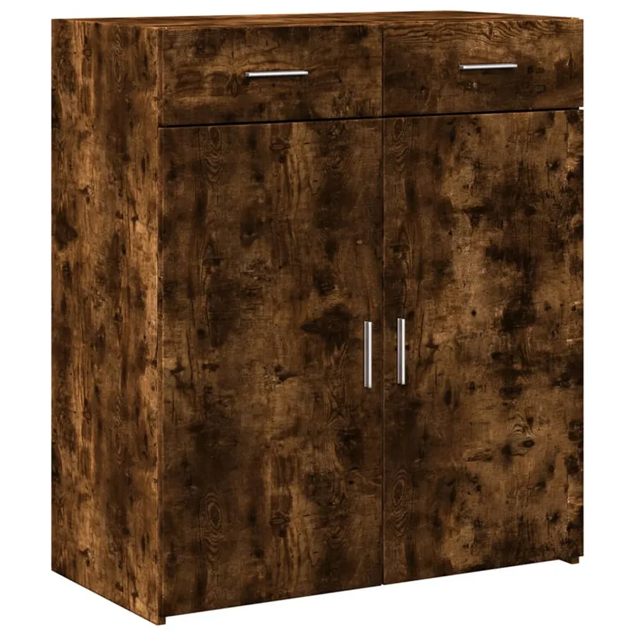Buffet chêne fumé 80x42,5x93 cm bois d'ingénierie - 2