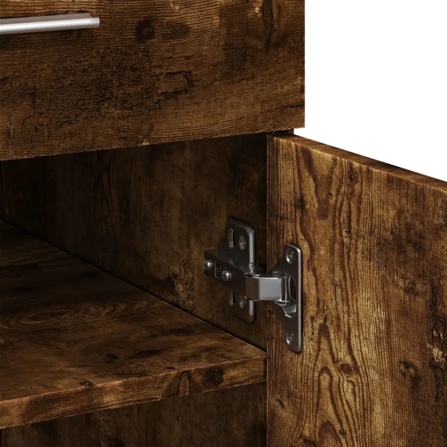 Buffet chêne fumé 80x42,5x93 cm bois d'ingénierie - 6