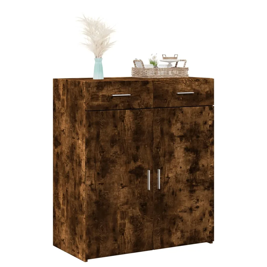 Buffet chêne fumé 80x42,5x93 cm bois d'ingénierie - 7