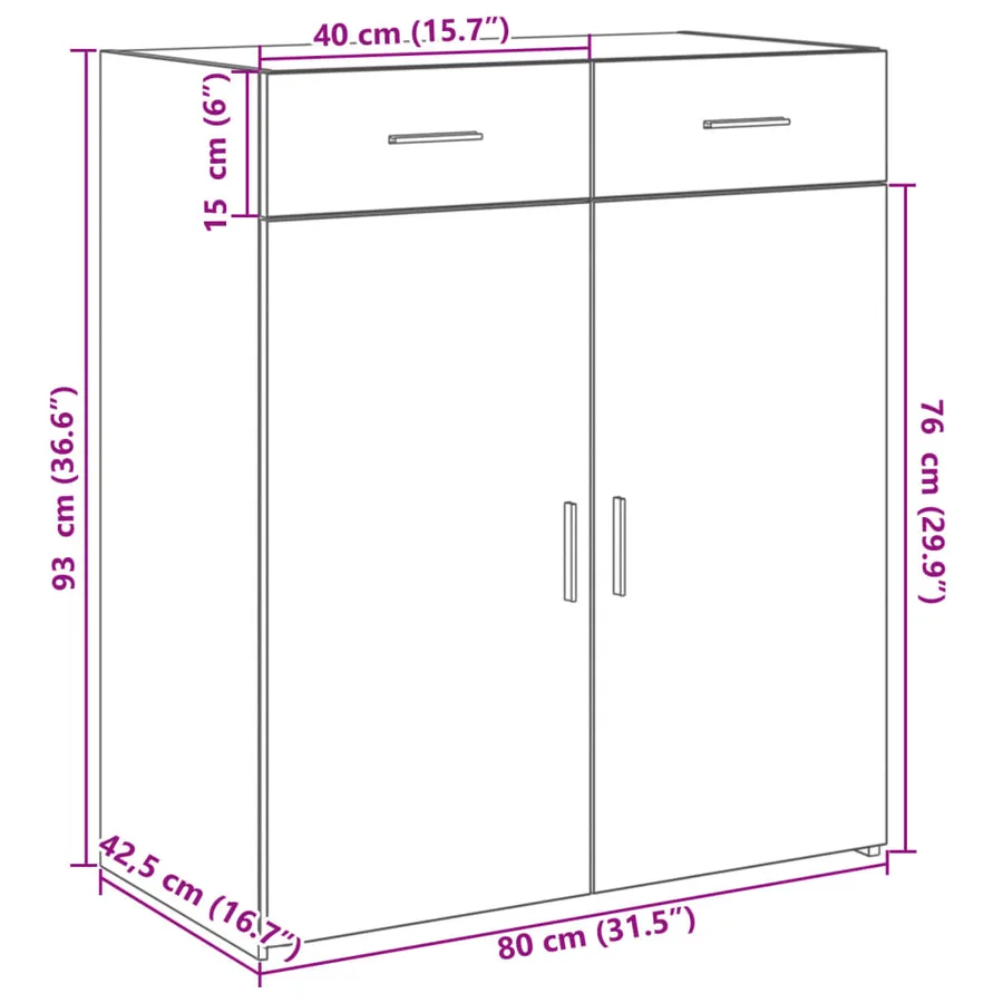 Buffet chêne sonoma 80x42,5x93 cm bois d'ingénierie - 10