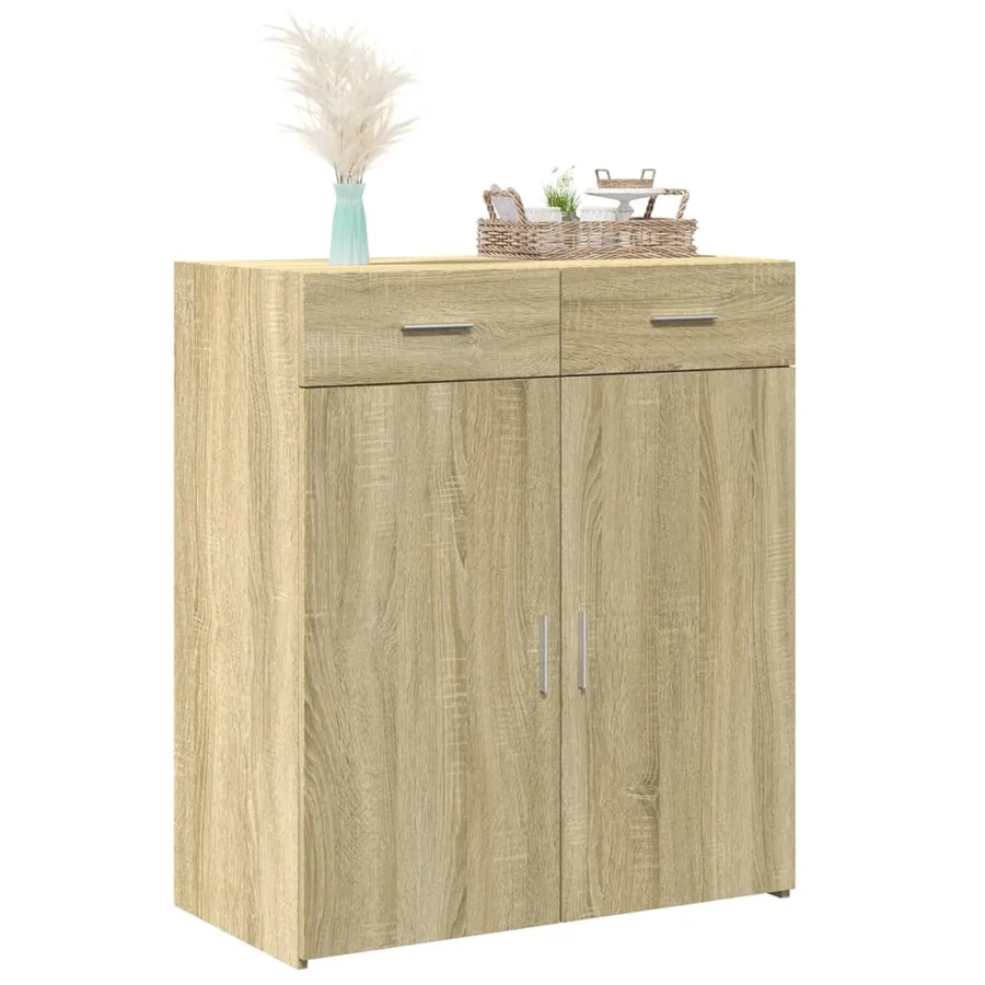 Buffet chêne sonoma 80x42,5x93 cm bois d'ingénierie - 7