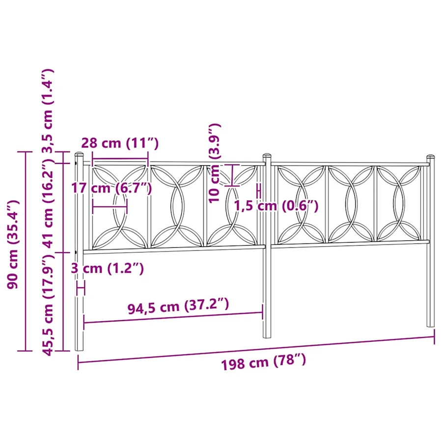 Tête de lit de remplacement métal blanc 193 cm - 6