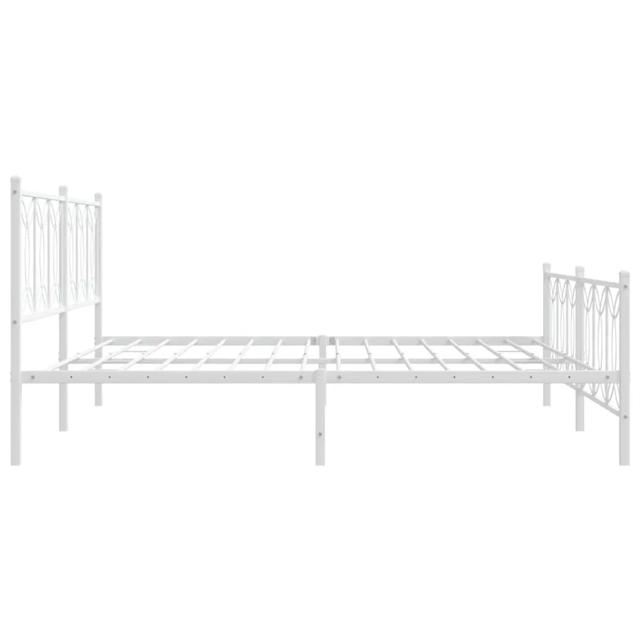 Cadre de lit métal sans matelas et pied de lit blanc 200x200 cm - 5