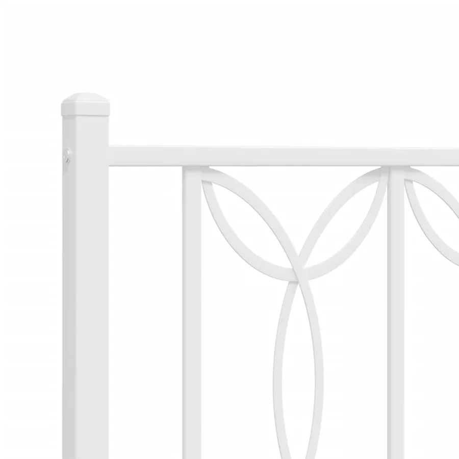 Cadre de lit métal sans matelas et pied de lit blanc 200x200 cm - 7