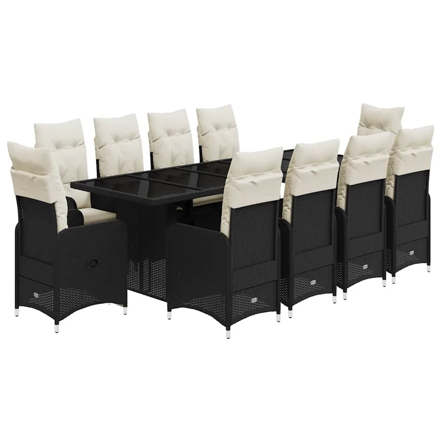 Ensemble de bistro de jardin 11 pcs coussins noir poly rotin - 2