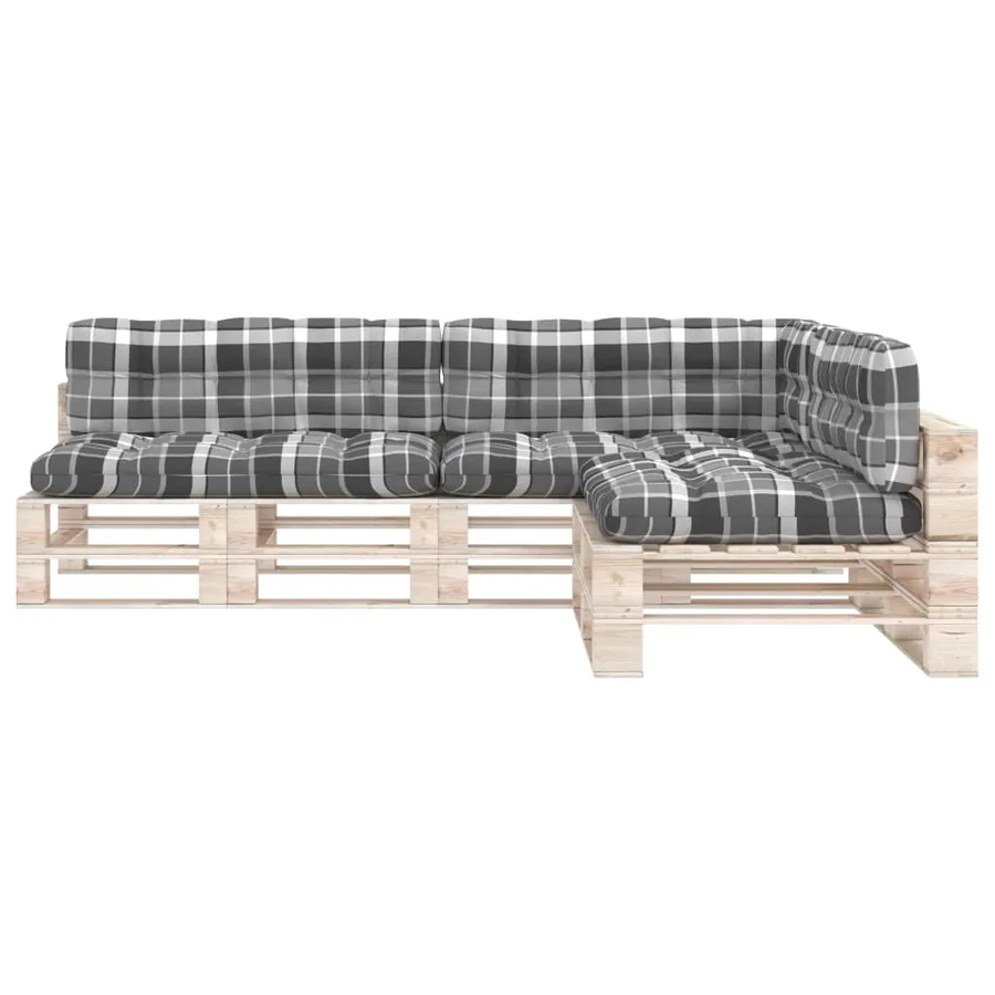 Coussins de canapé palette lot de 7 Motif à carreaux gris - 3