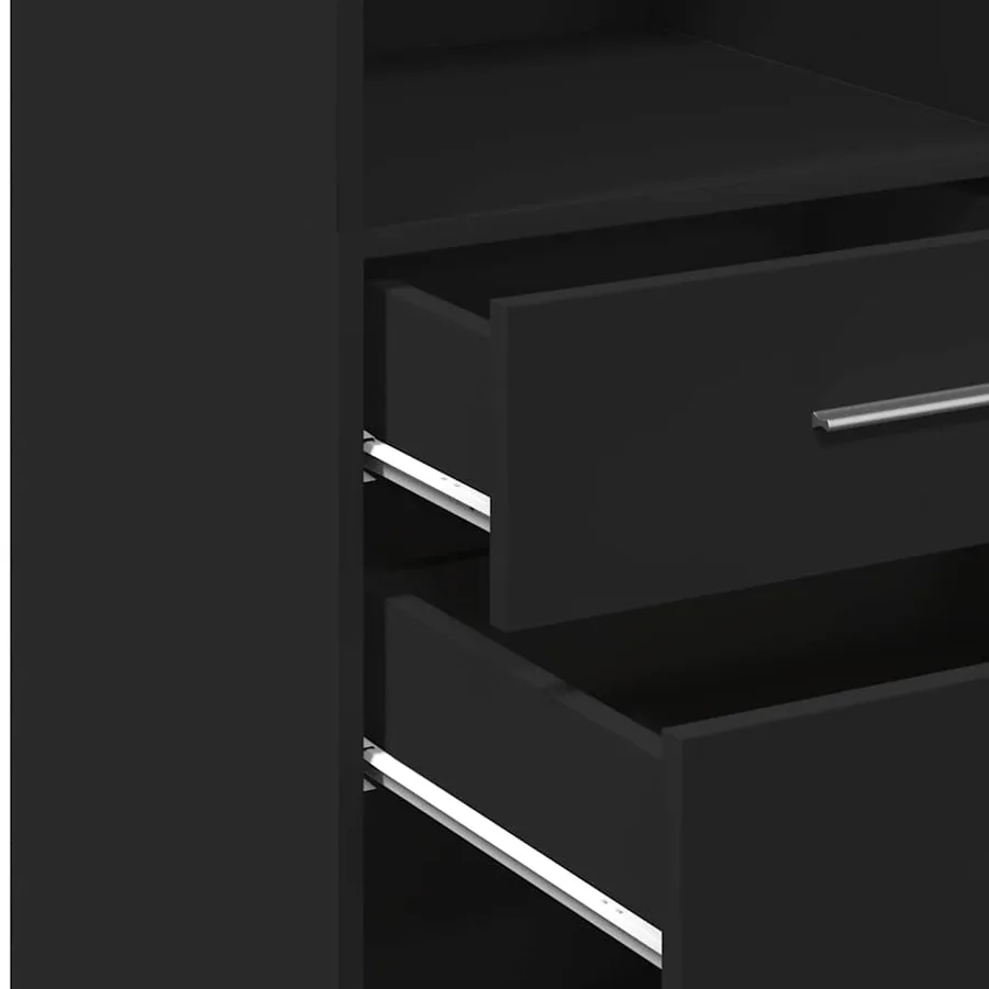 Buffet haut noir 40x42,5x124 cm bois d'ingénierie - 8
