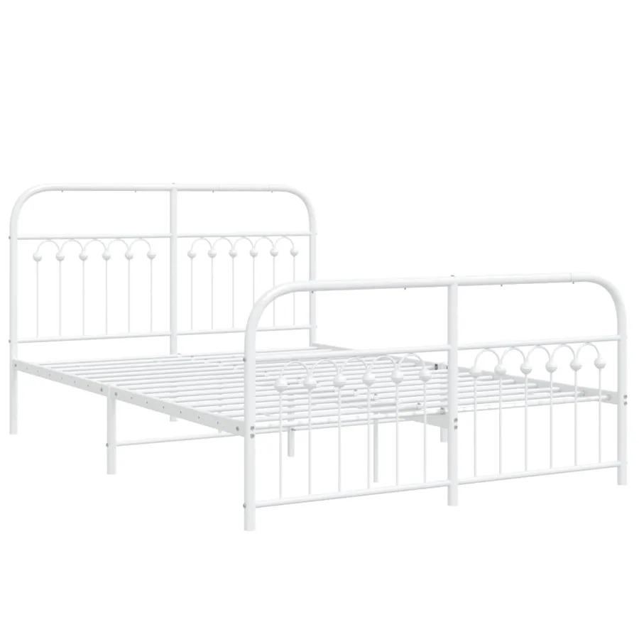 Cadre de lit métal sans matelas et pied de lit blanc 140x200 cm - 3