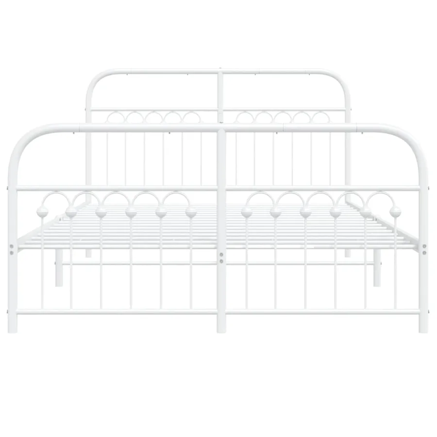 Cadre de lit métal sans matelas et pied de lit blanc 140x200 cm - 4