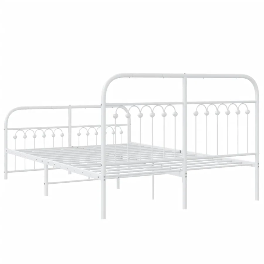 Cadre de lit métal sans matelas et pied de lit blanc 140x200 cm - 6