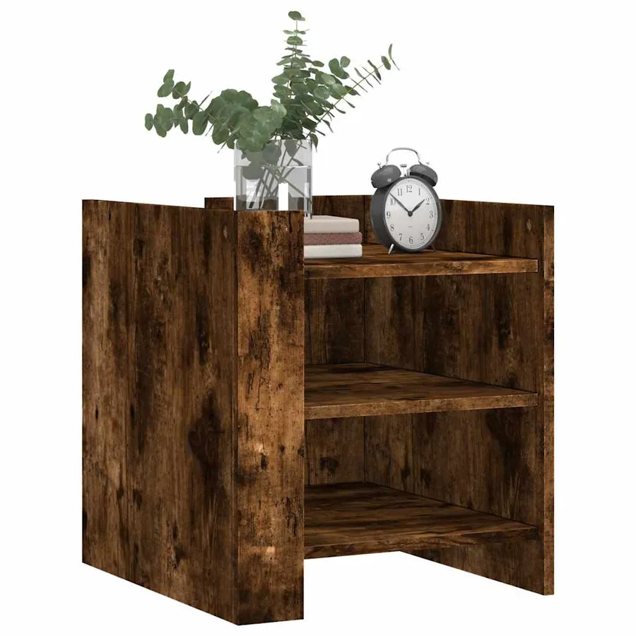 Table de chevet chêne fumé 45x50x50 cm bois d'ingénierie - 3