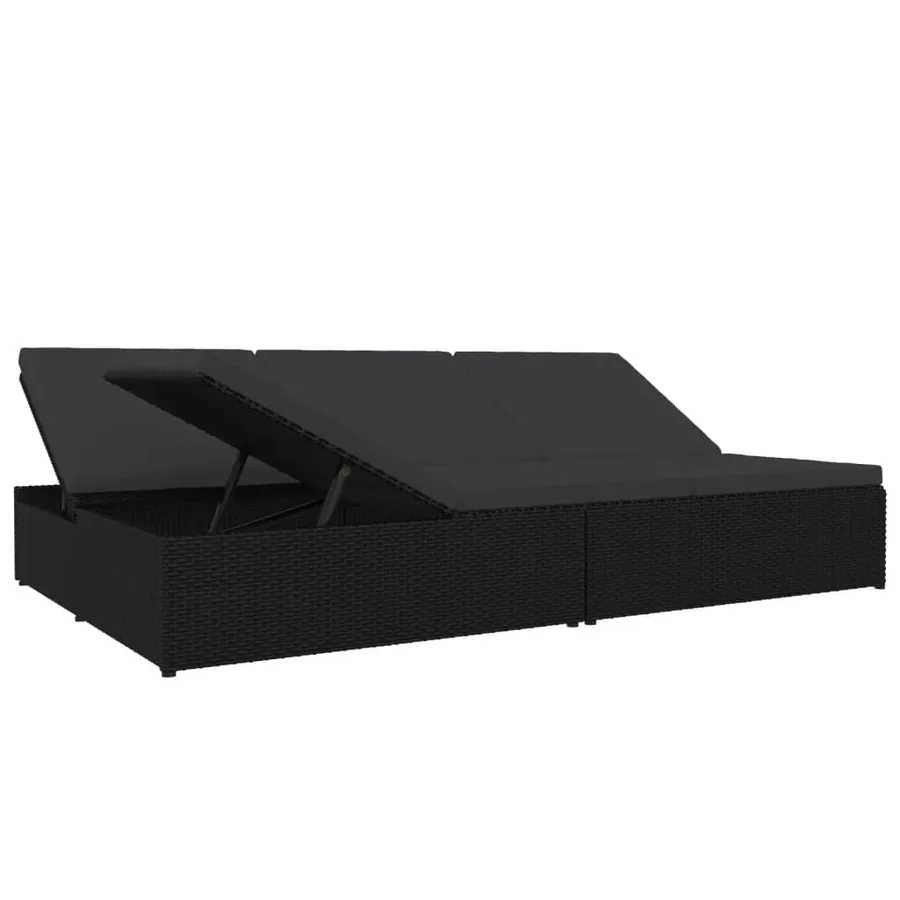 Transat convertible avec coussins Résine tressée Noir - 4