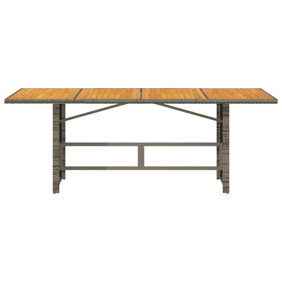 Table de jardin et dessus en bois d'acacia gris résine tressée - 4