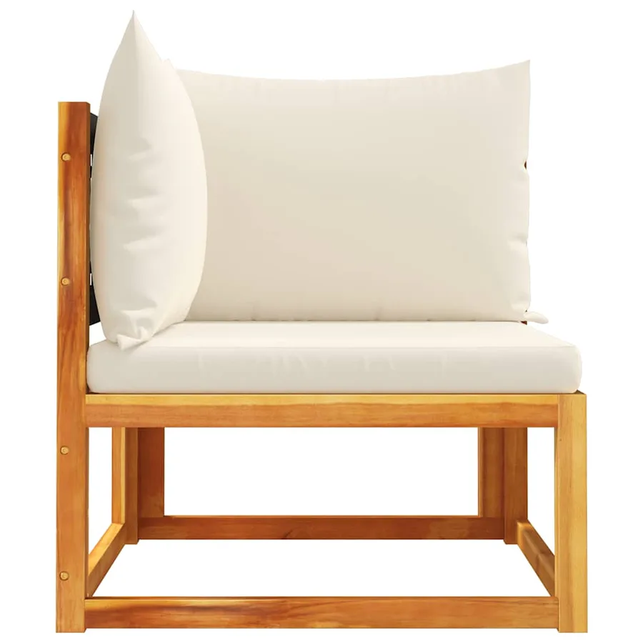 Canapé d'angle de jardin avec coussins en bois d'acacia et rotin - 5
