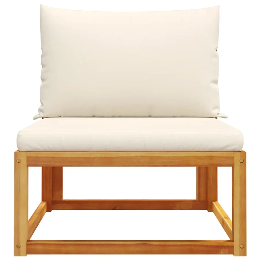 Canapé de jardin sans accoudoirs avec coussins en bois d'acacia et rotin - 4