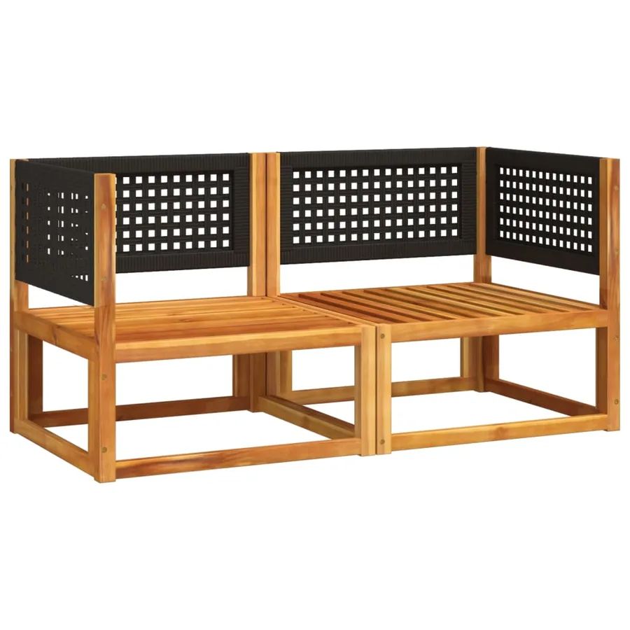 Canapés d'angle de jardin avec coussins 2 pièces Bois d'acacia et rotin - 3