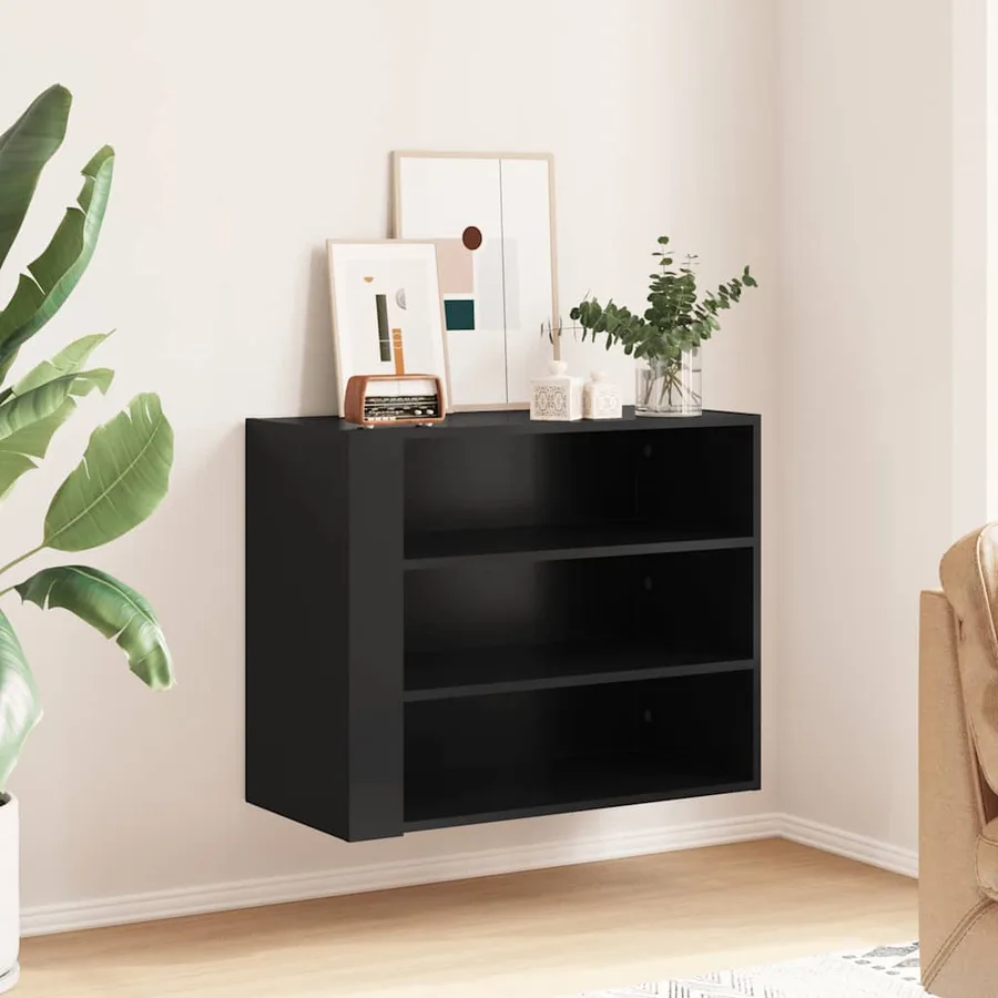 Armoire murale noir 75x35x60 cm bois d'ingénierie - 3