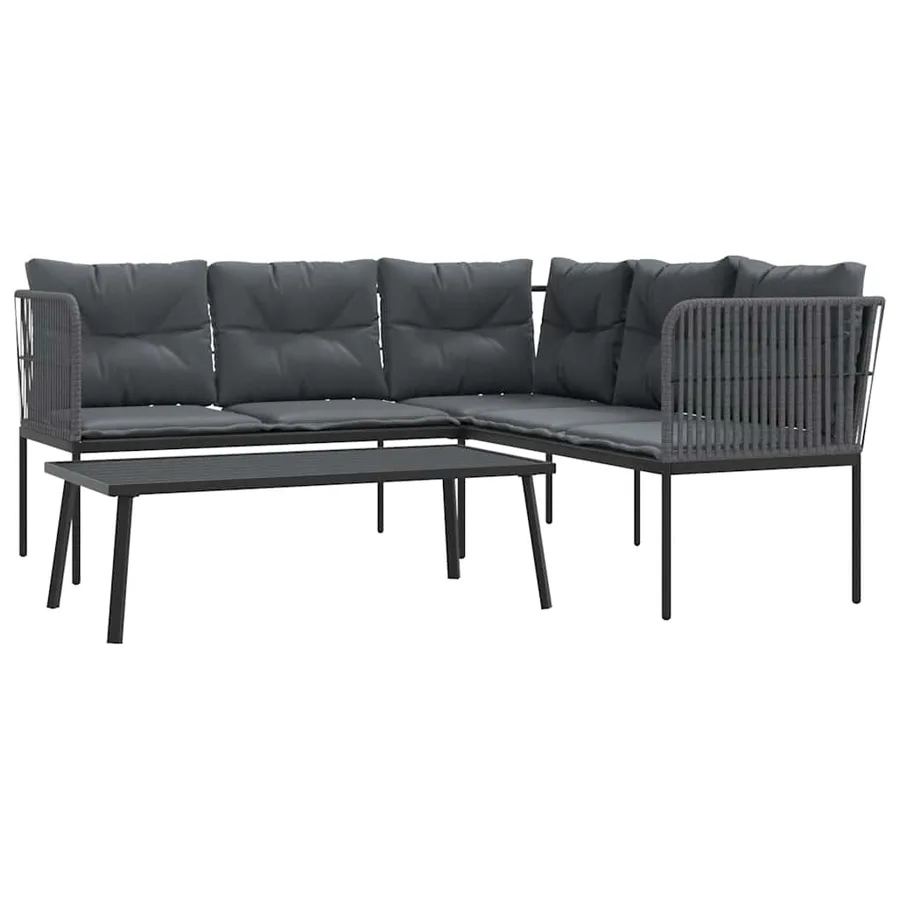 Ensemble de canapés de jardin et coussins noir acier textilène - 2