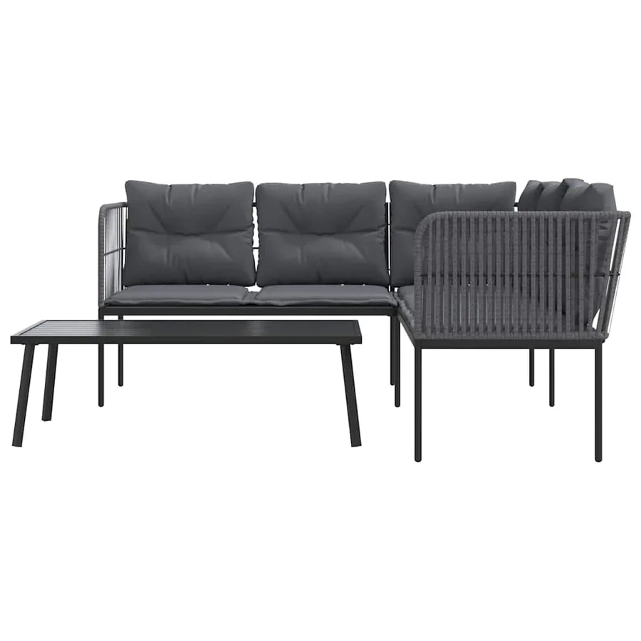 Ensemble de canapés de jardin et coussins noir acier textilène - 5