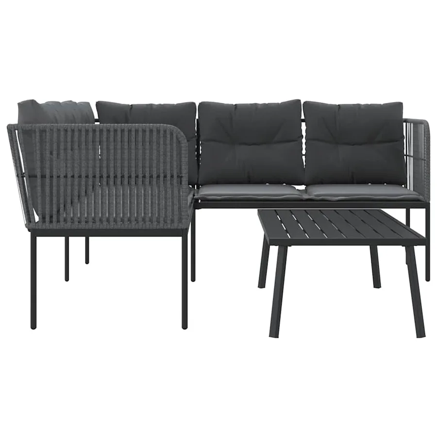 Ensemble de canapés de jardin et coussins noir acier textilène - 6