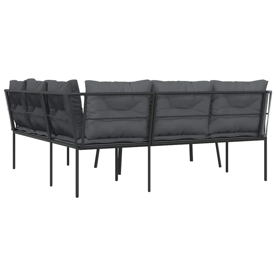Ensemble de canapés de jardin et coussins noir acier textilène - 7